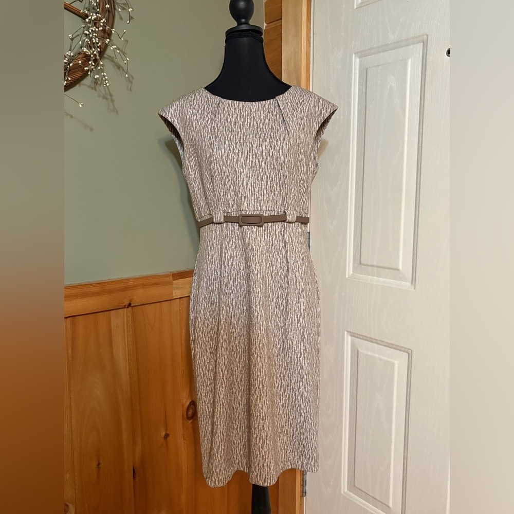 Connected Apparel women's short sleeve sheath dress, belted "Empire waist",10